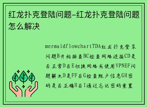 红龙扑克登陆问题-红龙扑克登陆问题怎么解决